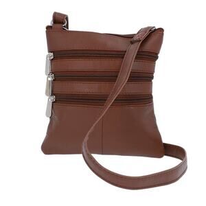 NEWAGE Crossbody Leather Sling Bag Brown